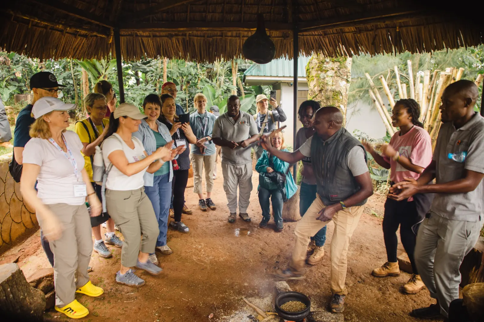 Travellers spending time with Maasai hosts