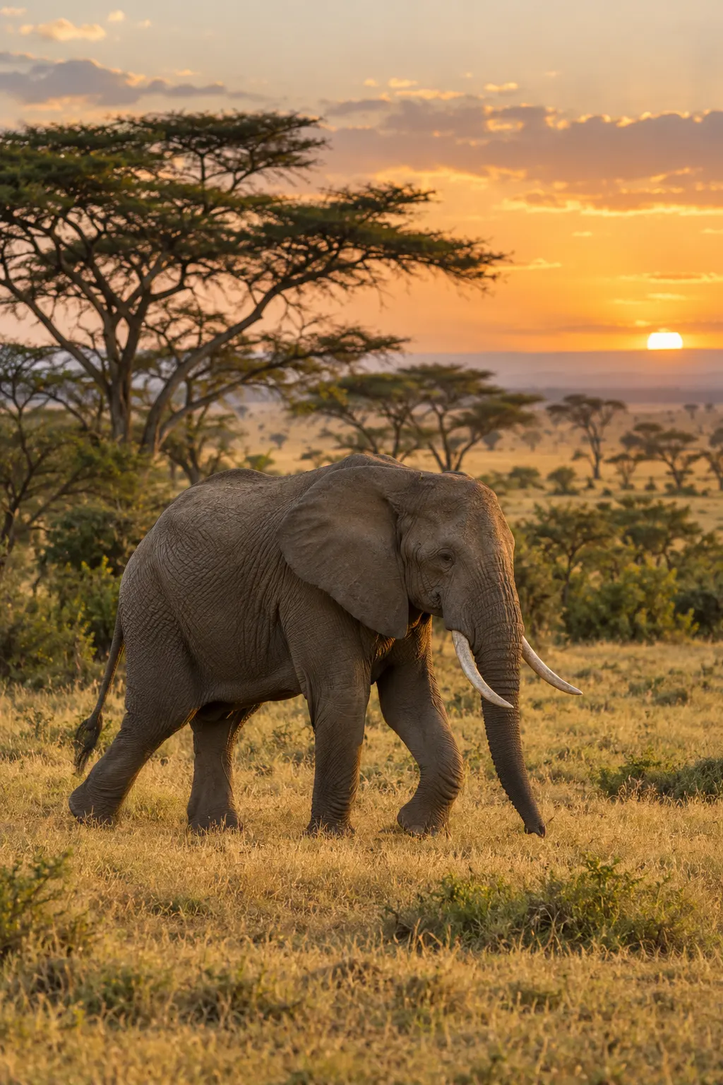 Elephant moving through a protected Tanzanian landscape